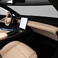 Blue Modern Car With Open Doors And Spacious Beige Leather Interior 3d model