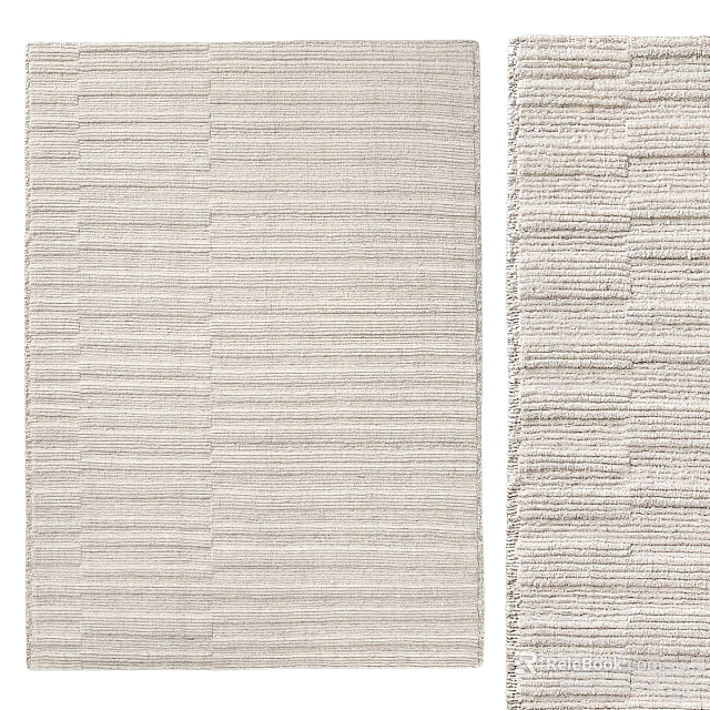 Square Neutral Tone Rug With Soft Textured Horizontal Stripes And Woven Pattern Design 3d model 