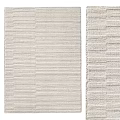 Square Neutral Tone Rug With Soft Textured Horizontal Stripes And Woven Pattern Design