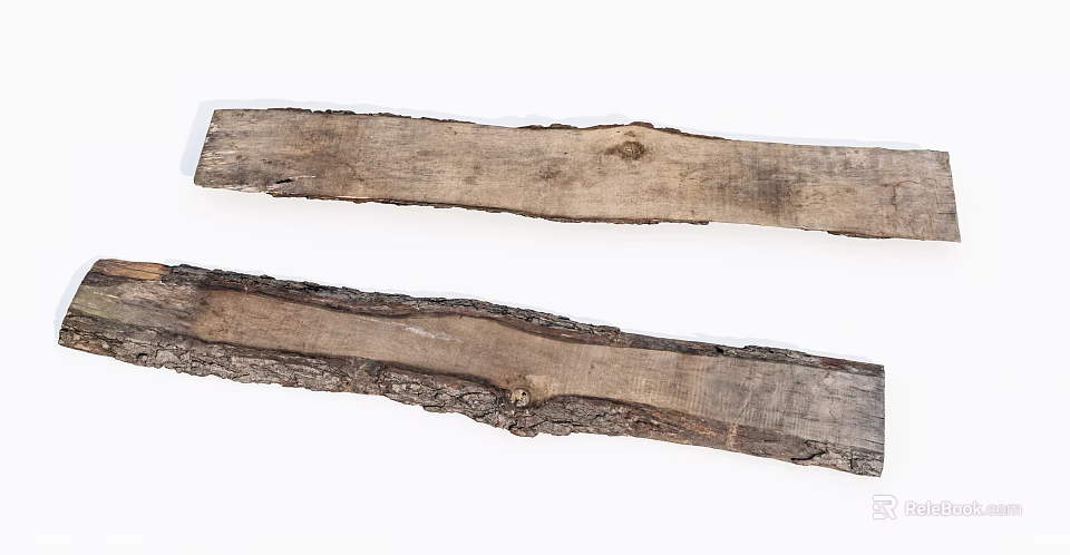 Natural Stone Wood Planks With Bark Texture And Organic Grain Patterns 3d model