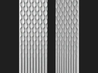 Silver Metal Decorative Components With Hexagonal And Wavy Textured Surfaces 3d model
