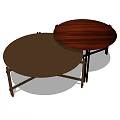 Two Round Wooden Coffee Tables With Brown Finish And Cross Leg Design