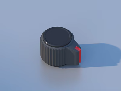 Practical Black Ribbed Knob With Red Accent For Daily Household Use 3d model