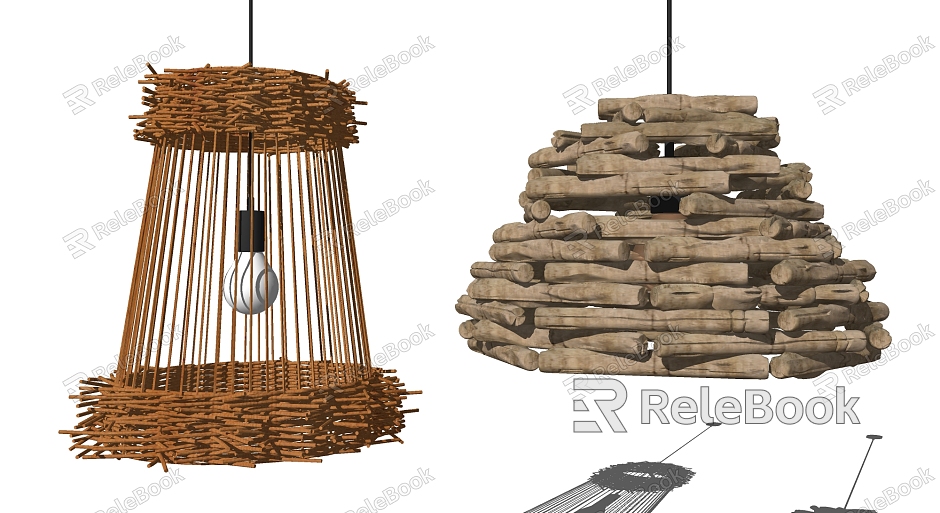 Southeast Asia special-shaped chandelier bamboo woven old wood chandelier combination model