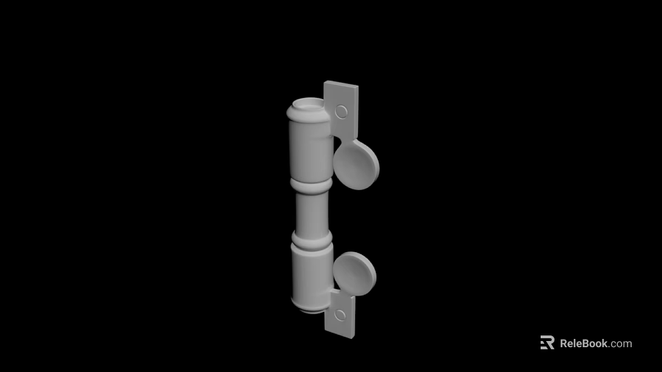 White Metal Hardware Component With Cylindrical Sections And Mounting Plates 3d model 