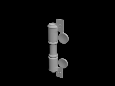 White Metal Hardware Component With Cylindrical Sections And Mounting Plates 3d model