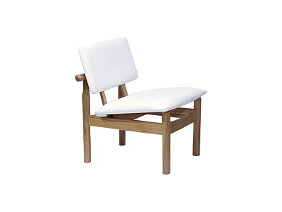Modern Dining Chair With Wooden Frame And White Upholstered Seat Back 3d model