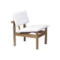 Modern Dining Chair With Wooden Frame And White Upholstered Seat Back
