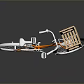 Classic Orange Bicycle With White Seat Wooden Front Basket And Silver Spokes