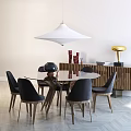 Nordic Dining Table Chair Combination Dining Table Cabinet Combination 3d model