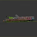 Different Types Of Trains On Rail Tracks In Grass Area