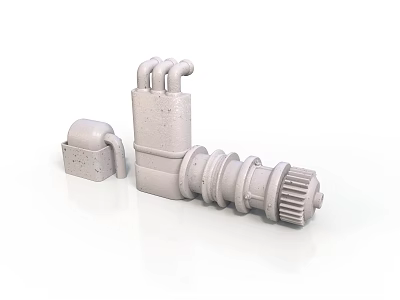 Industrial Metal Mechanical Equipment Components With Gear Pipe And Connector Parts 3d model