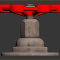 Red Spoked Valve Handwheel Featuring Sturdy Metal Base And Industrial Design