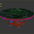 Round Green Marble Pattern Carpet With Red Carved Edge And Classic Style