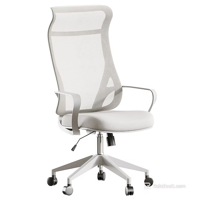 Light Colored Office Chair With Mesh Back Padded Seat And Adjustable Armrests 3d model 