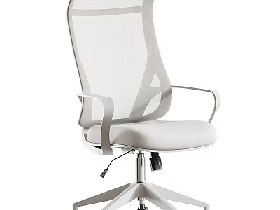 Light Colored Office Chair With Mesh Back Padded Seat And Adjustable Armrests 3d model