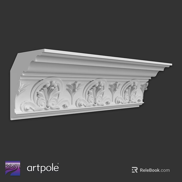 White Decorative Architectural Component With Intricate Carved Patterns And Ornate Design 3d model 