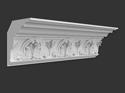 White Decorative Architectural Component With Intricate Carved Patterns And Ornate Design 3d model