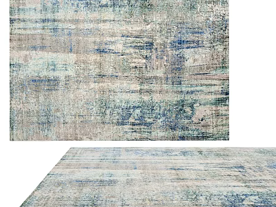 Modern Abstract Blue Gray Beige Square Rug With Textured Pattern For Living Room 3d model
