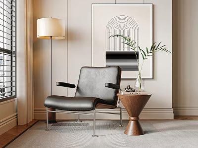 Leisure Chair Side Floor Lamp Carpet Jewelry Ornaments Decorative Painting 3d model