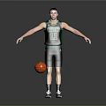 Basketball Player in Green Celtics Jersey Number 11 Standing with Arms Outstretched and Basketball