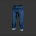 Stylish Blue Straight Leg Jeans With Cuffed Hem For Casual Fashion Wear