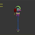 Long Metal Decorative Staff With Pink Curved Top And Red Spherical Ornament