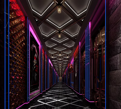 Modern KTV aisle aisle corridor 3d model