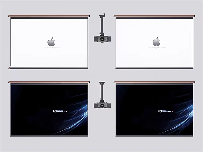 Projection Monitoring System With Ceiling Mounted Projectors And Multiple Screens 3d model