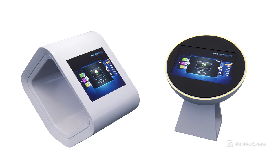 Public Facility Interactive Self Service Kiosks with Touch Screen Digital Interface and Modern Design 3d model 