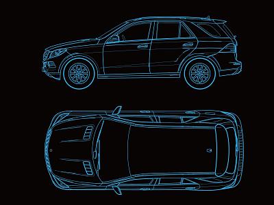 Car Line Outline Plane Line Car Mercedes-Benz Car Outer Outline Car Facade Line 3d model