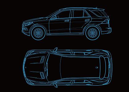 Car Line Outline Plane Line Car Mercedes-Benz Car Outer Outline Car Facade Line 3d model