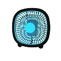 Portable Air Conditioner Fan With Blue Blades And Black Frame