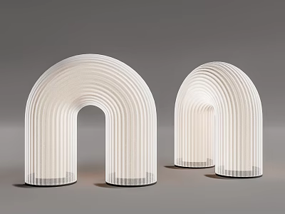 Modern Arch Table Lamps with White Striped Design and Transparent Base 3d model