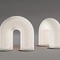 Modern Arch Table Lamps with White Striped Design and Transparent Base