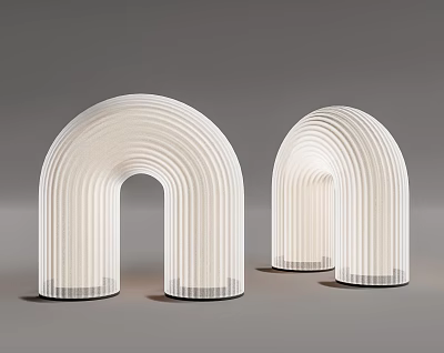 Modern Arch Table Lamps with White Striped Design and Transparent Base 3d model
