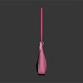Pink Fashion Handbag with Sleek Curved Shape and Glossy Triangle Accent