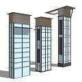 Modern Elevator Design With Glass Curtain Wall And Wooden Top Structure
