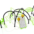 Fun Playground Equipment With Climbing Net Slide Arched Structures And Frames 3d model