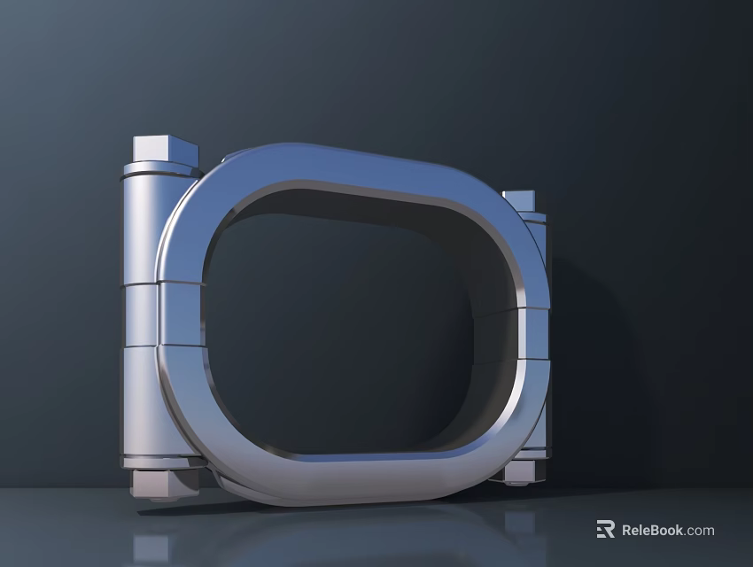 Modern Circular Metal Archway Design With Polished Sections And Shiny Finish 3d model 