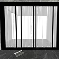 Modern Sliding Door With Black Frame Glass And Marble Wall Interior 3d model