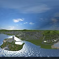 Aerial Planning of Urban Development Featuring Waterbody Green Spaces and Building Layout