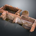 Ancient Architectural Ruins With Stone Brick Structure Square And Circular Components