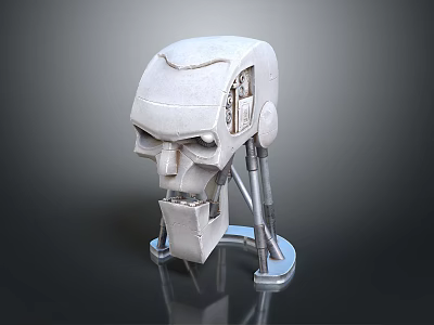 Robot Head Metal Human Head Robot Assistant Small Robot Butler 3d model