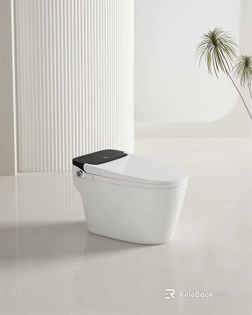 Modern Toilet Design With Sleek White Body And Black Lid In Contemporary Bathroom 3d model 