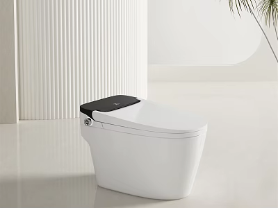 Modern Toilet Design With Sleek White Body And Black Lid In Contemporary Bathroom 3d model