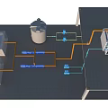 Industrial Factory Layout With Pipes Storage Tank And Equipment Connections