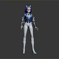 Game And Movie Character With Blue White Outfit Cat Ears Vest And Pants