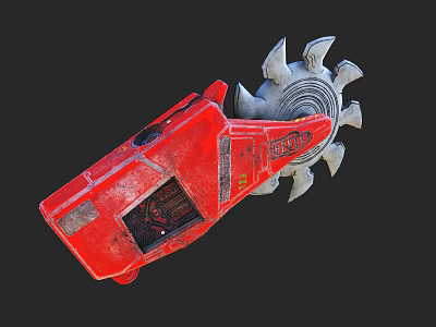 Red Industrial Cutting Machinery With Serrated Saw Wheel And Heavy Duty Structure 3d model