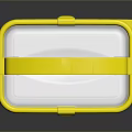 Practical Double Layer Lunch Box With Yellow White Design Handle And Clips 3d model
